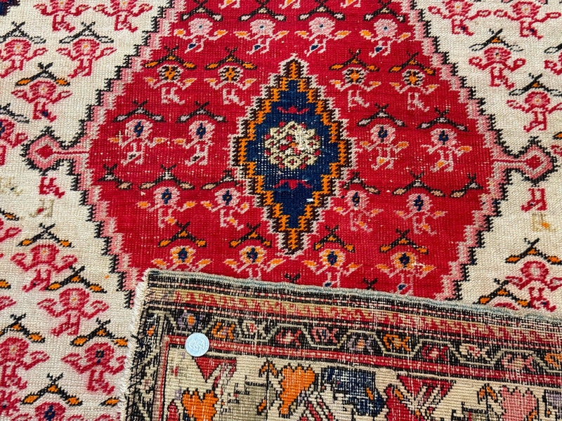 Antique Persian Malayer Rug 4x7, Tribal Senneh Carpet, Geometric, Diamond Design by Jewel Rugs