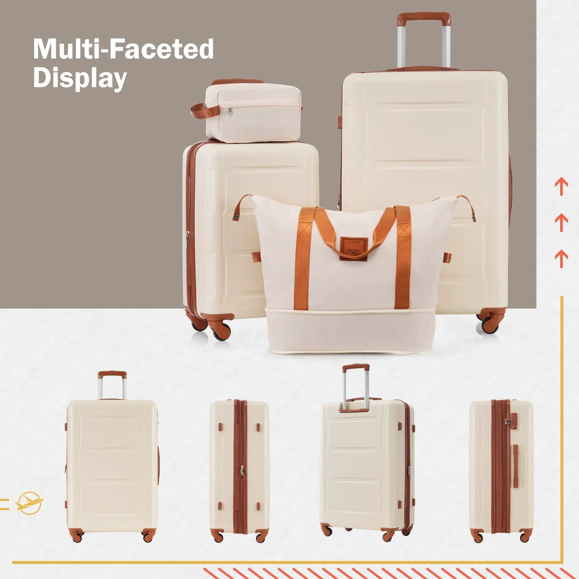2 Piece Luggage Set With Bags Expanable Spinner Wheels ABS Lightweight Suitcase With Tsa Lock 20" / 28" by HouseOfZazla