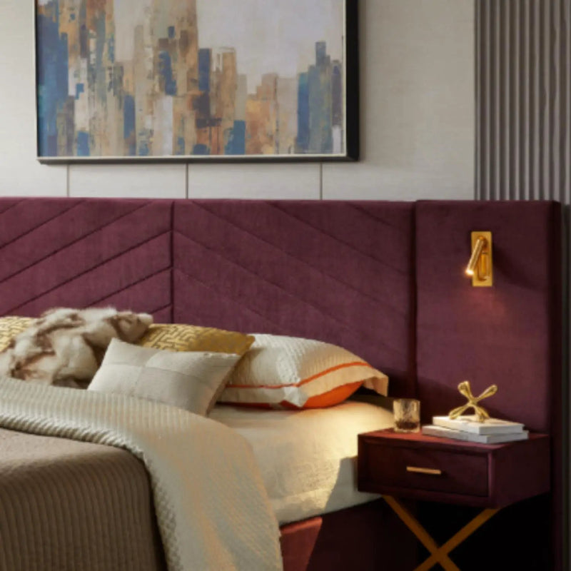 Comfortable Upholstered Bed With Vertical Channel Tufted Wingback Headboard