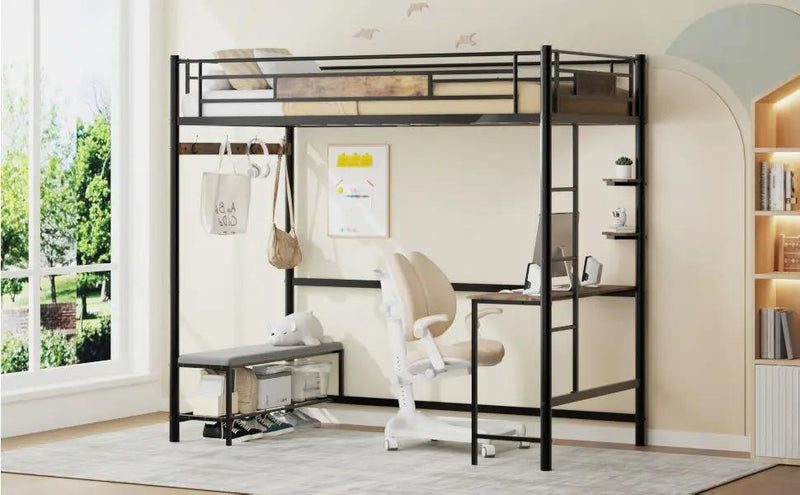 Twin Size Loft Bed Frame with Storage by HouseOfZazla