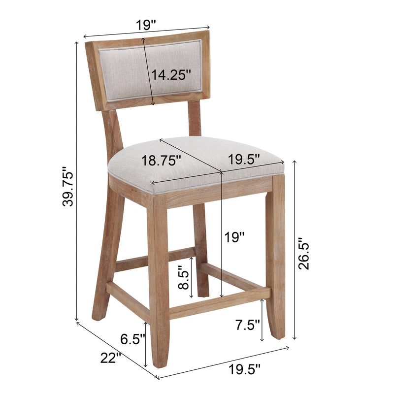 26.5" Upholstered Counter Stools Set of 2 with Comfy Back by HouseOfZazla