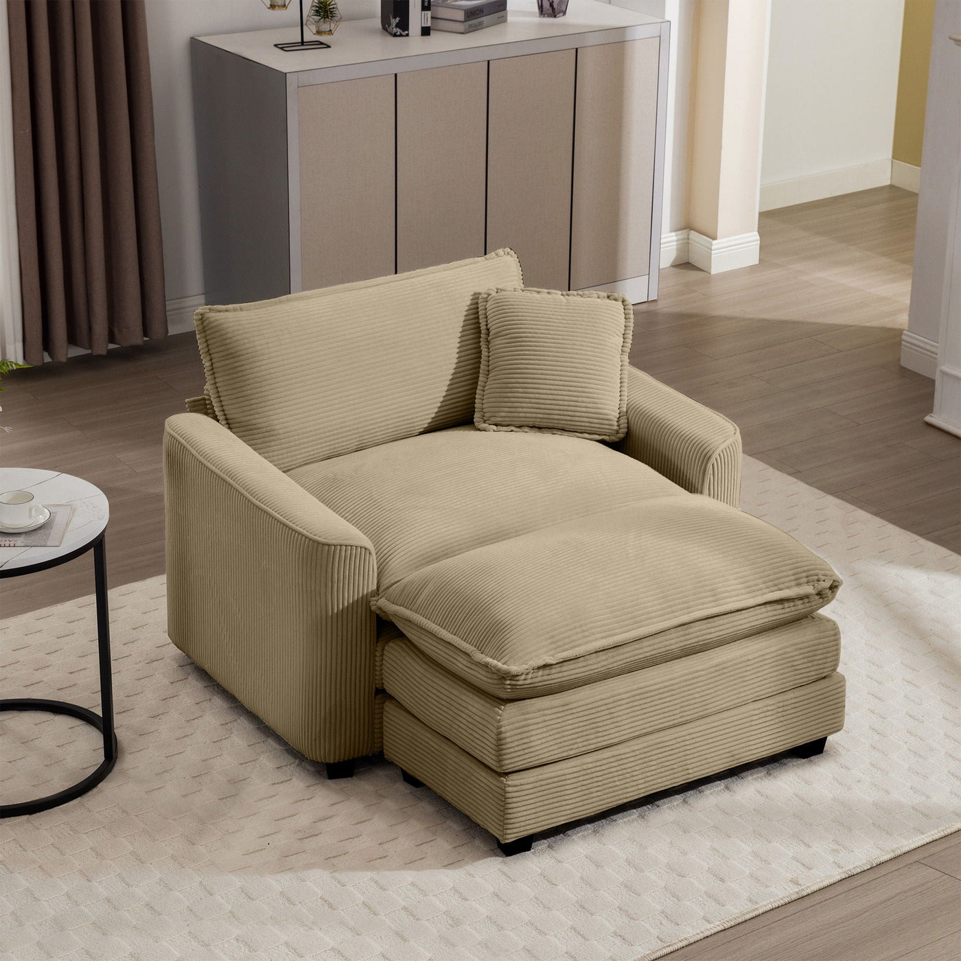 Classic Modern Comfortable Single Chair Deep Seat Sofa With Footstool by Unique Piece Furniture