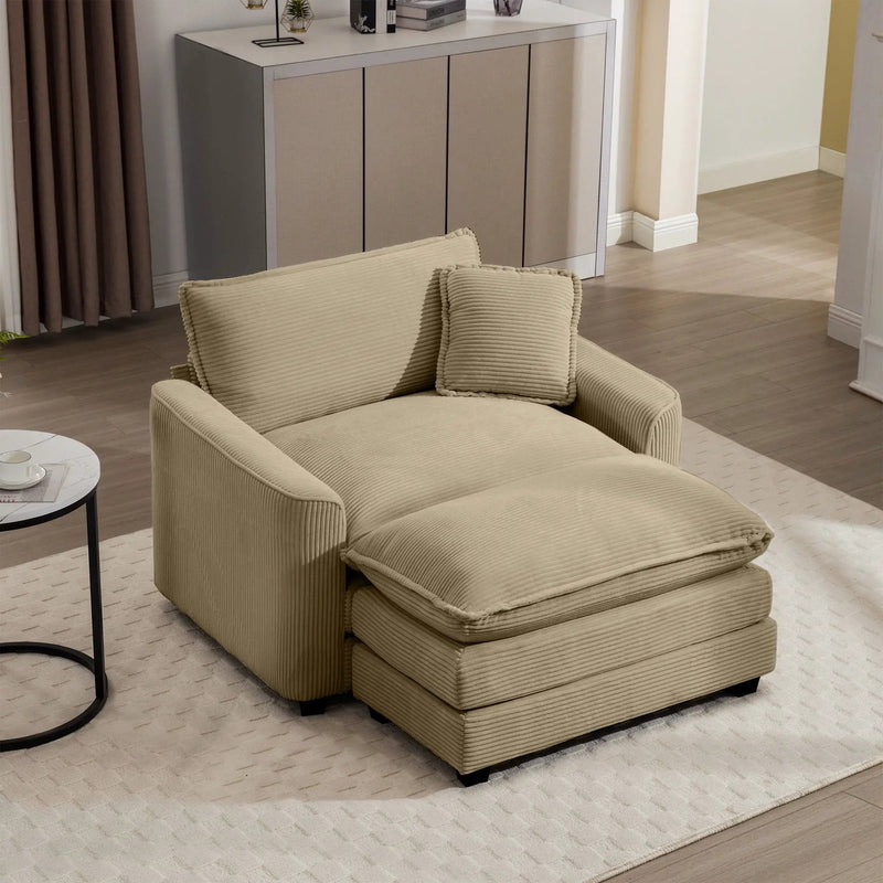 Classic Modern Comfortable Single Chair Deep Seat Sofa With Footstool by Unique Piece Furniture