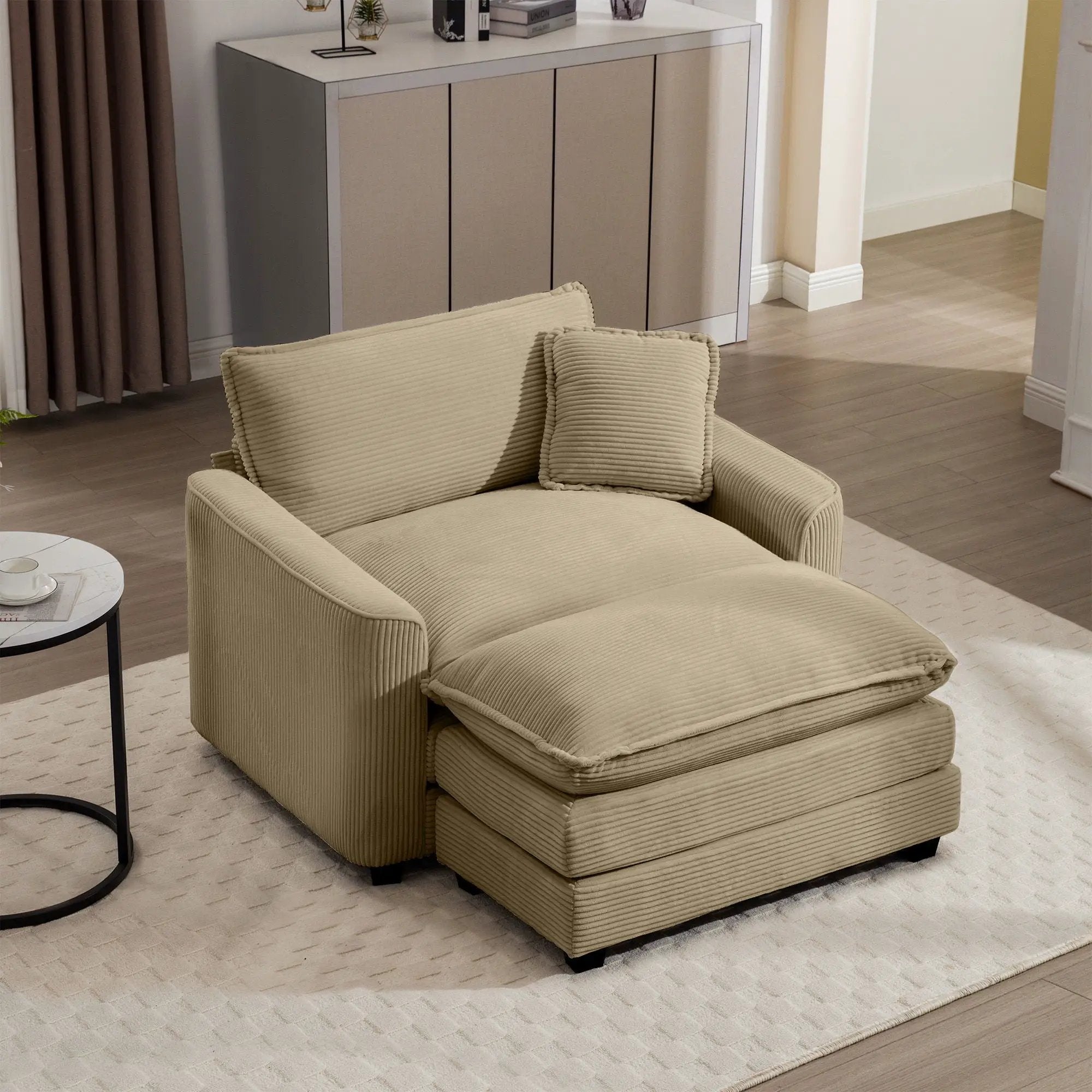 Classic Modern Comfortable Single Chair Deep Seat Sofa With Footstool by HouseOfZazla