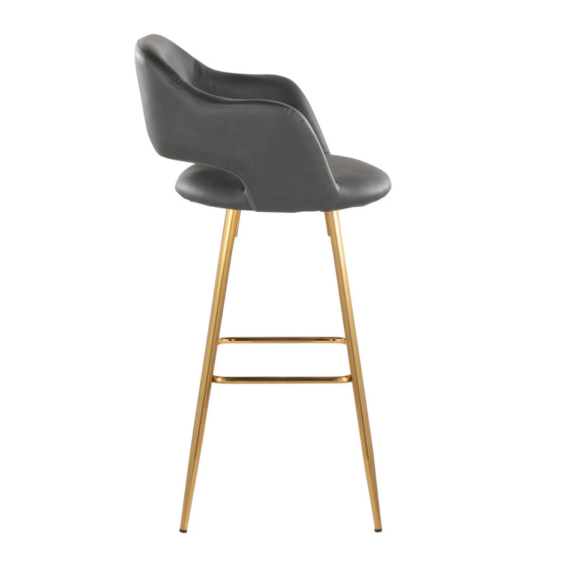 Margarite - Contemporary Fixed Height Barstool With Footrest (Set of 2) With Square by HouseOfZazla