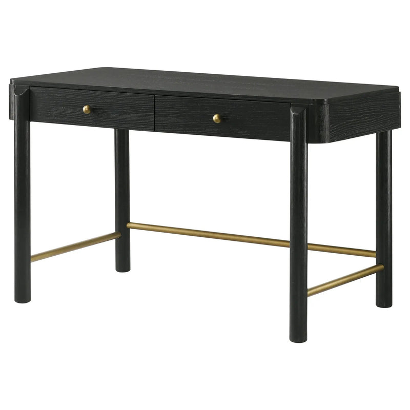 Anser - 2 Drawer Vanity Desk Makeup Table Rounded Design - Black by HouseOfZazla