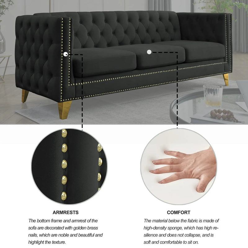 Modern Sofa With Button Tufting, Upholstered Couch For Living Room by HouseOfZazla