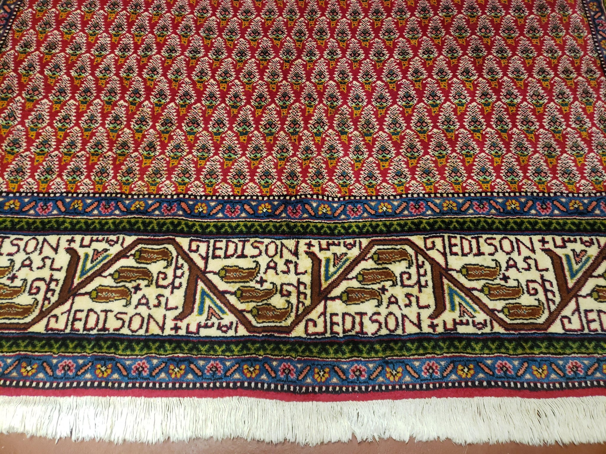 6x9 Finely Woven Turkish Tribal Rug, Boteh/Paisley Pattern, Red & Beige Area Rug, Vintage Wool Carpet, Entryway Rug, Hand-Knotted Foyer Rug by Jewel Rugs