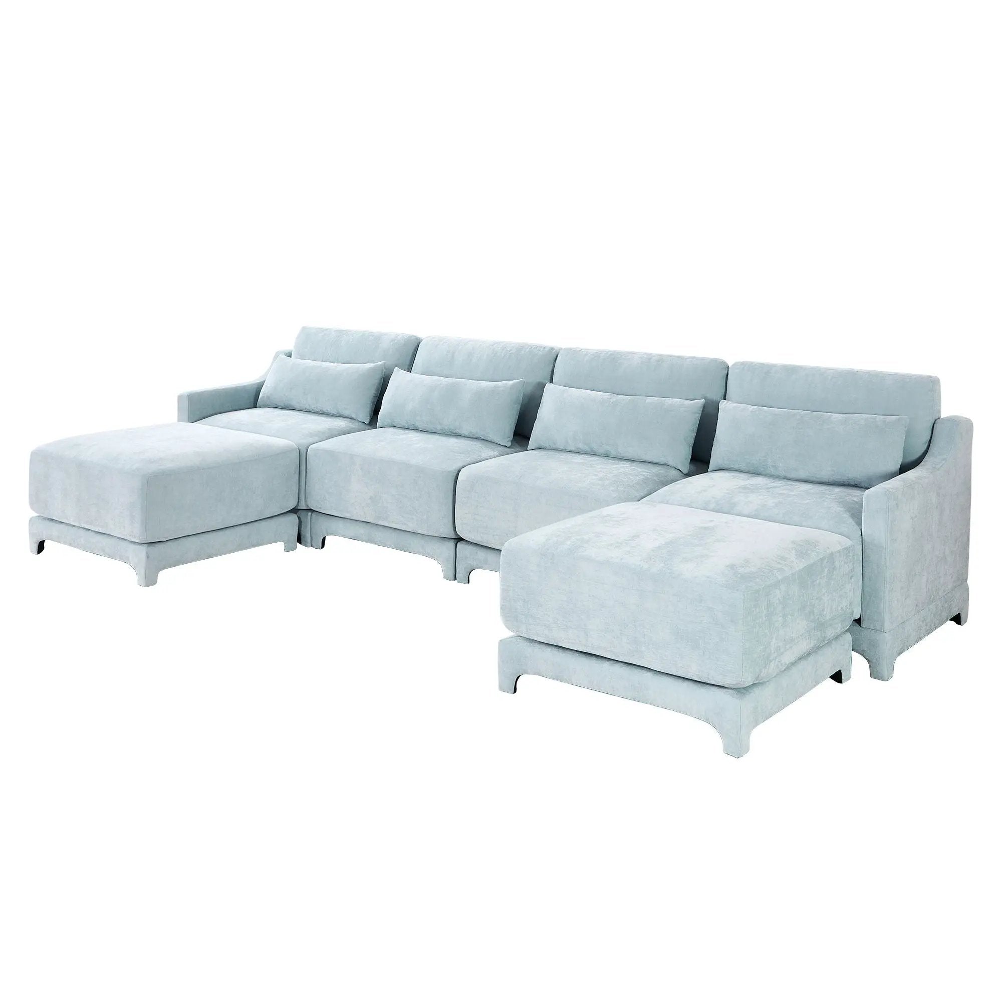 Stylish Sofa With Ottoman And Lumbar Pillows, Ergonomic Design by HouseOfZazla