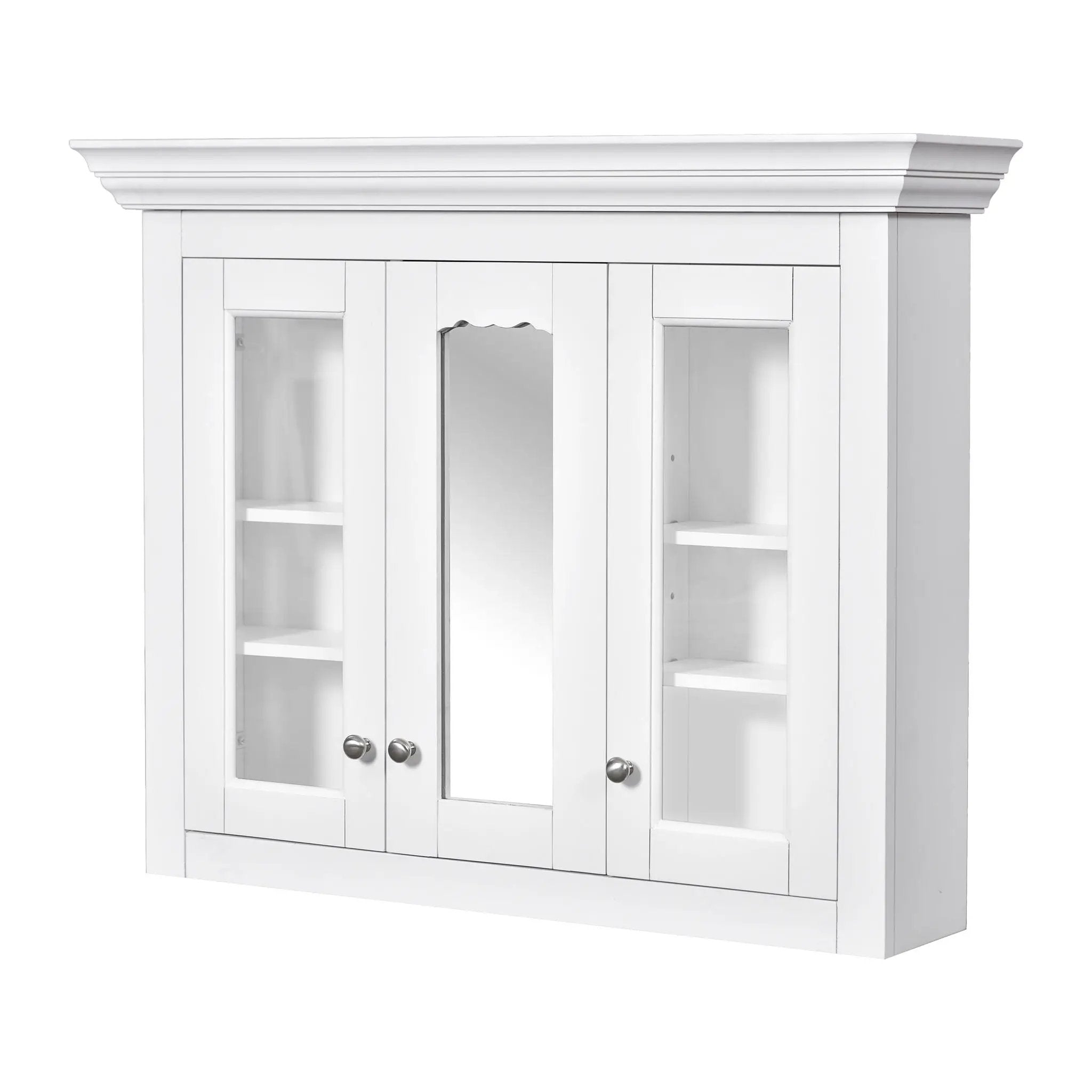 Bathroom Medicine Cabinet With Mirror, 5 Adjustable Closed Shelves, Wall-Mounted - White by HouseOfZazla