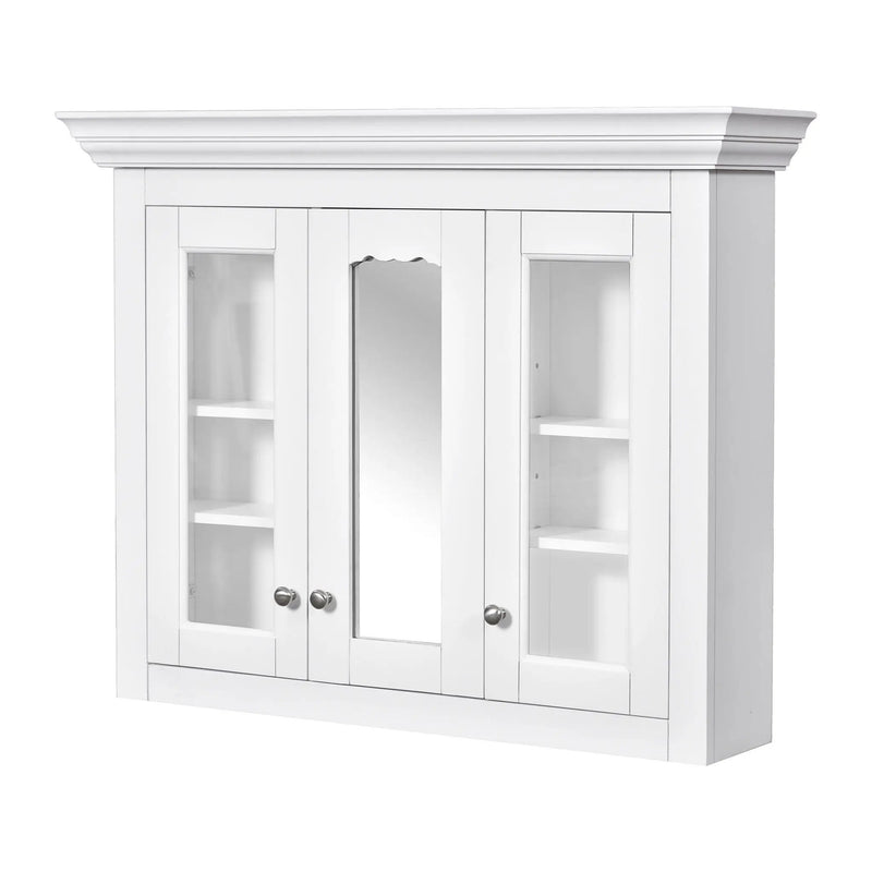 Bathroom Medicine Cabinet With Mirror, 5 Adjustable Closed Shelves, Wall-Mounted - White by HouseOfZazla