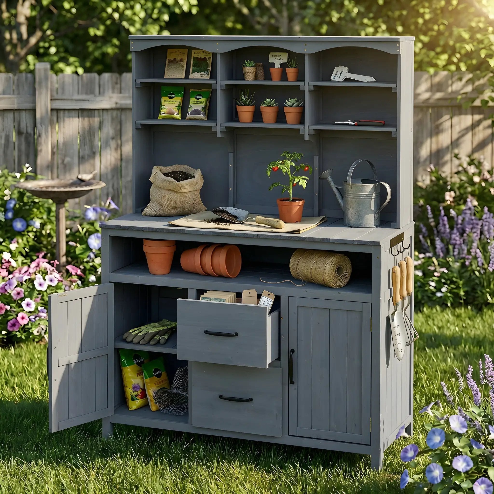TOPMAX Large Fir Wood Potting Bench by HouseOfZazla