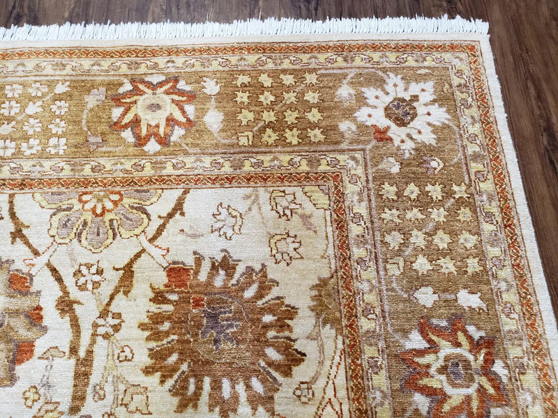 8x10 Oushak Rug, Pakistani Peshawar Wool Carpet, Beige Tan by Jewel Rugs