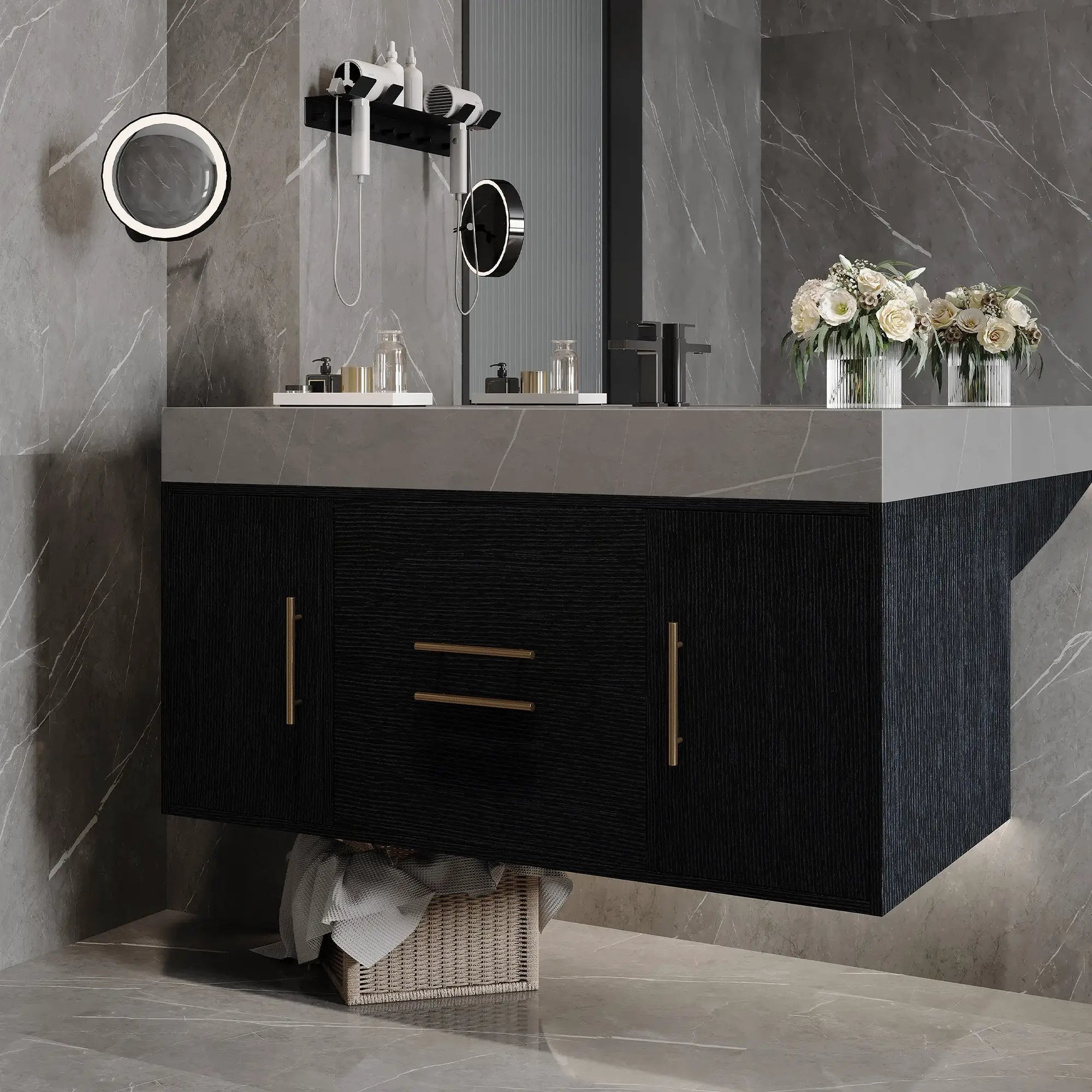 39.4 Inches Single Contemporary Floating Bathroom Vanity by HouseOfZazla