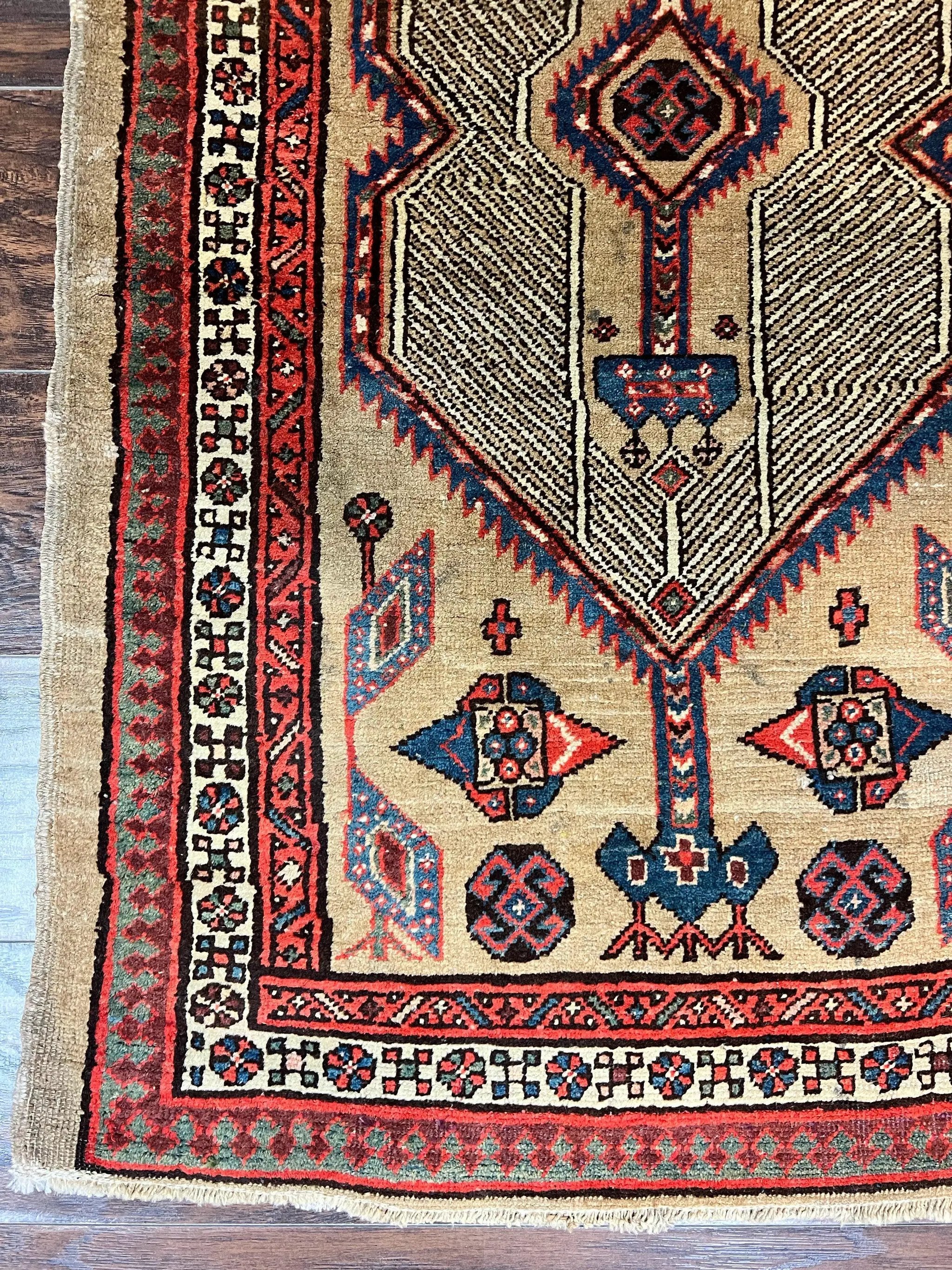 Antique Persian Runner 3 x 7, Camel Hair Runner 3x7 ft, Handmade Hallway Rug, Geometric Design, Tribal Rug, Persian Sarab Rug 3x7 by Jewel Rugs