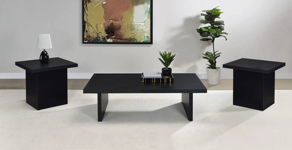 Max 3-piece Rectangular Coffee and End Table Set Black