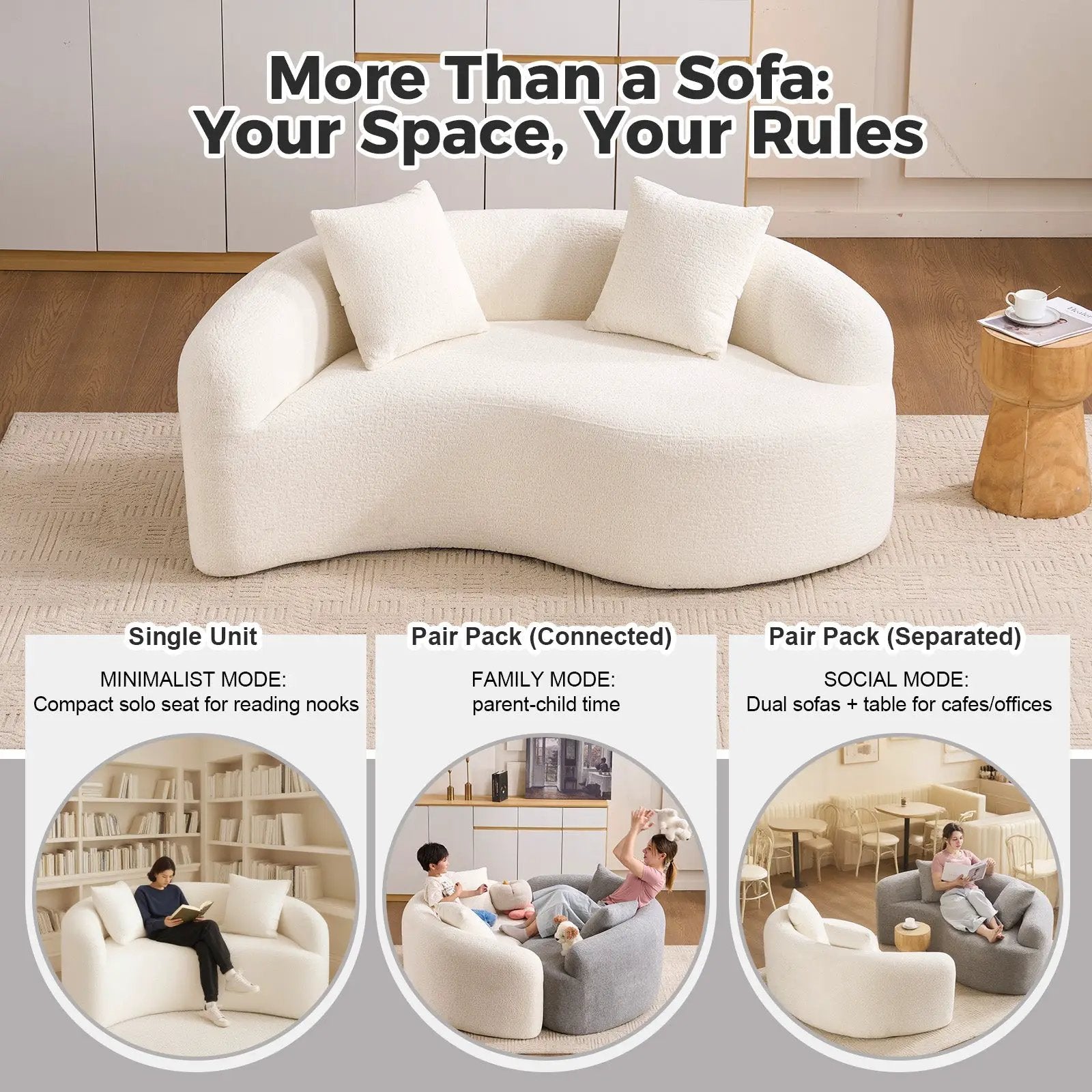 LY-042 S-Curved Chenille Sectional Sofa: Dual-Depth Options by HouseOfZazla