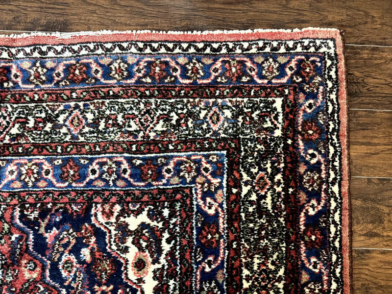 Persian Tribal Rug 6x11, Red Blue Ivory, Antique Persian Carpet, Hamadan Dargazin Carpet by Jewel Rugs