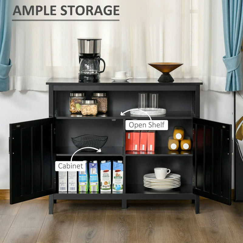 Homcom - Sideboard Buffet Cabinet, Kitchen Cabinet, Coffee Bar Cabinet With 2 Doors And Adjustable Shelves For Entryway Living Room - Black by HouseOfZazla