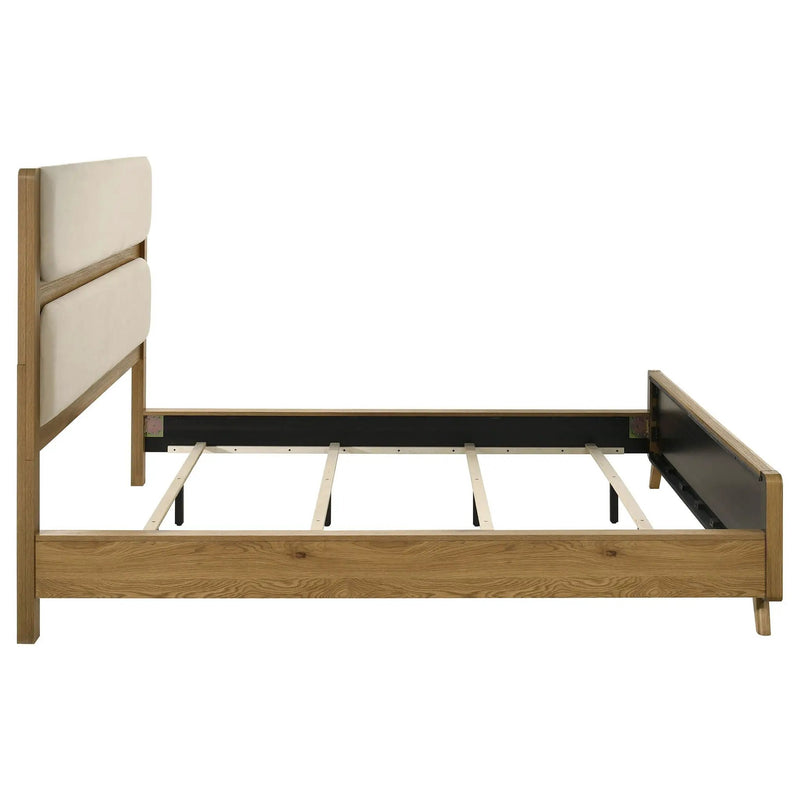 Bennett 62-inch California King Upholstered Panel Bed Cream and Light Oak by Unique Piece Furniture