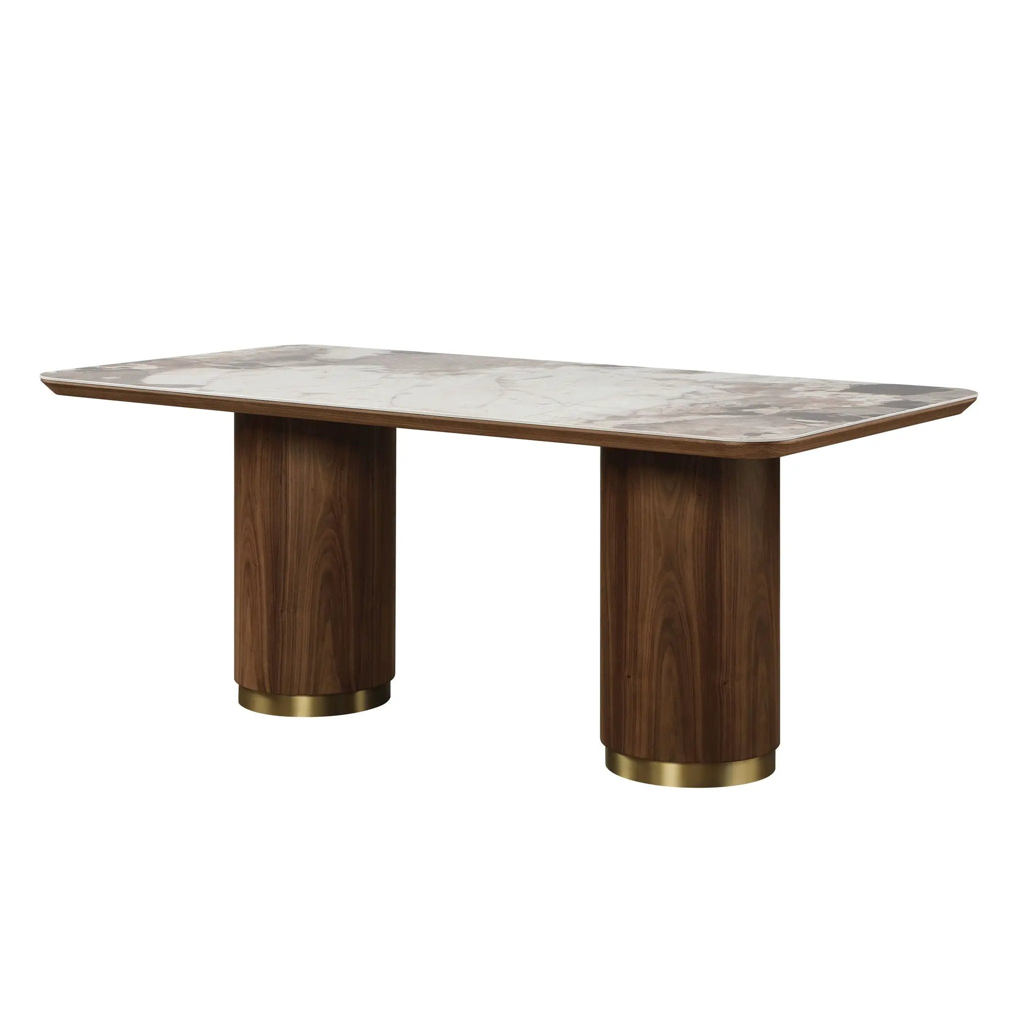 Willene - Ceramic Top Dining Table - Walnut by HouseOfZazla