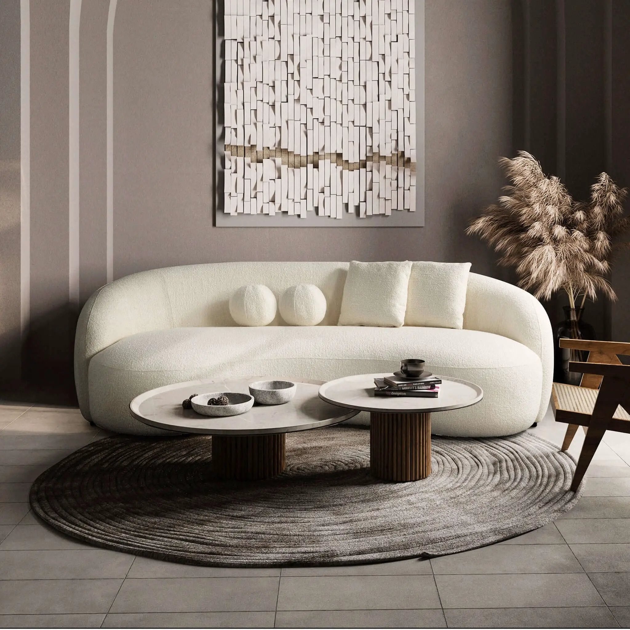 Drake - Japandi Style Curvy Boucle Sofa by Unique Piece Furniture