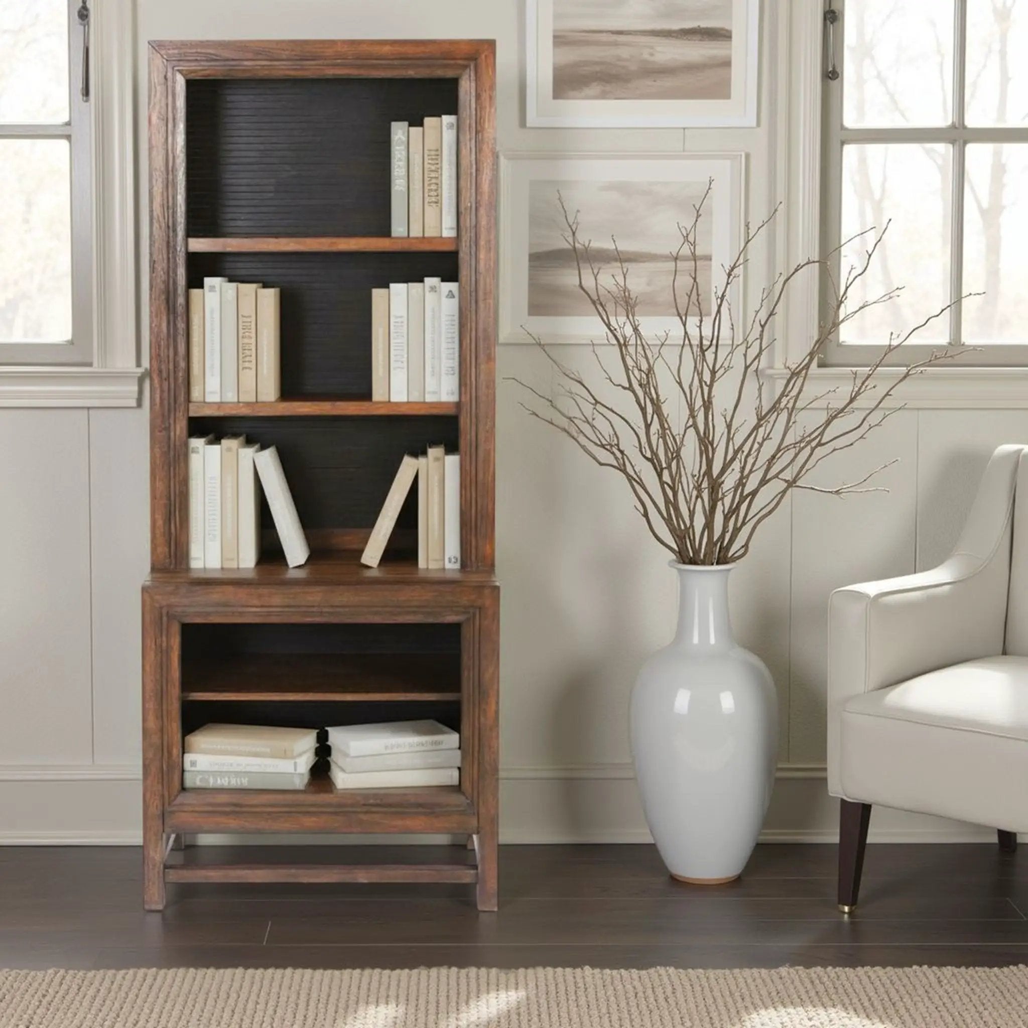 Bookcase Pier, 2 Tone - Brown by Unique Piece Furniture