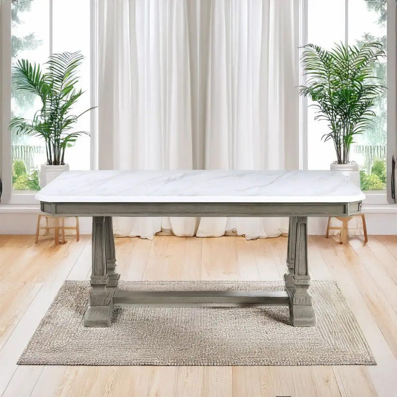 Zumala - Dining Table - Marble Top & Weathered Oak by Unique Piece Furniture