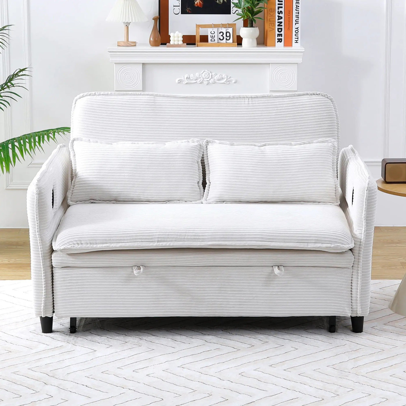 Modern Fabric Multi-Functional Sofa Bed With Adjustable Armrests And Backrests by Unique Piece Furniture