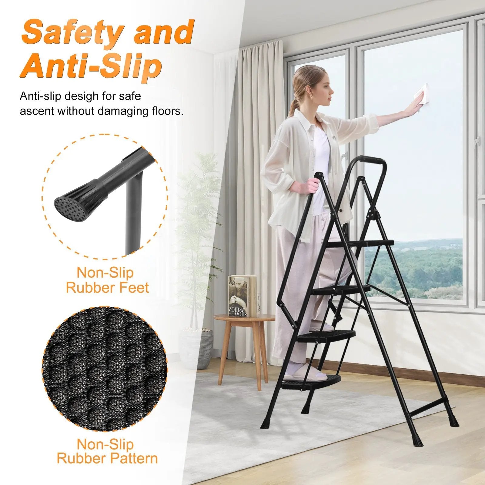 Four Step Ladder - Lightweight Folding Step Stool by HouseOfZazla