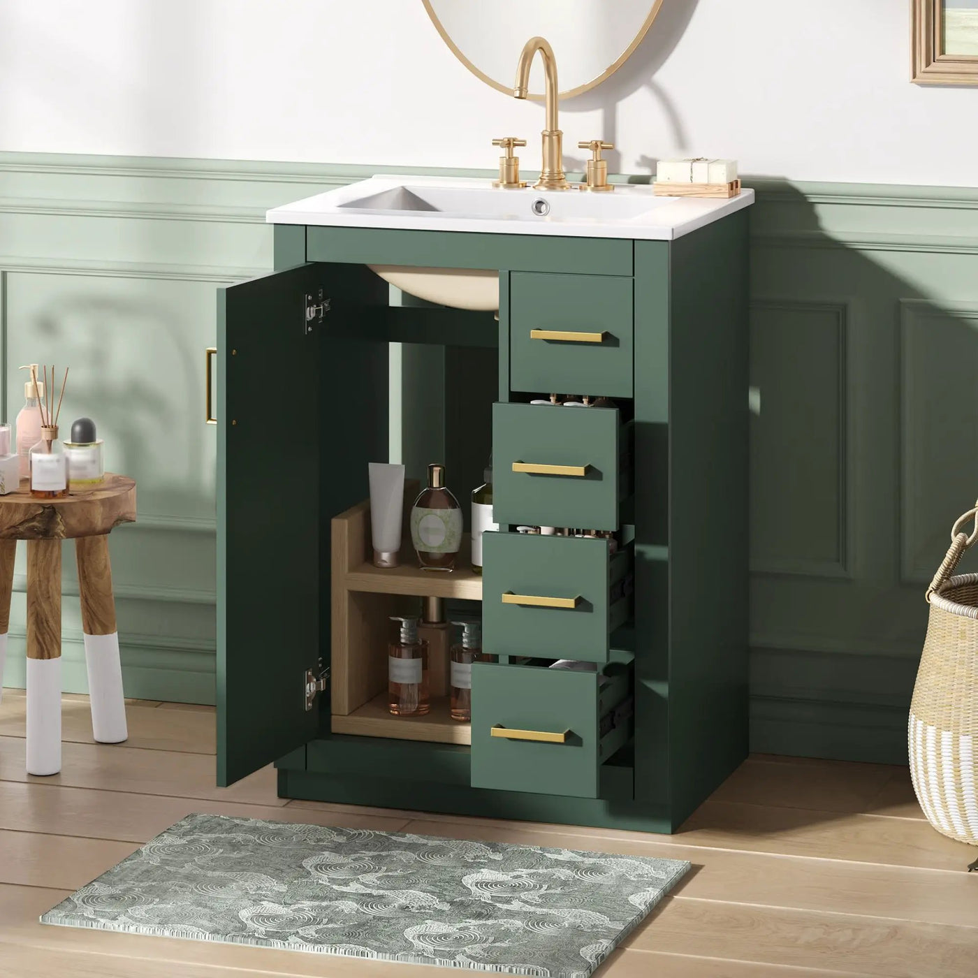 Modern Bathroom Vanity With 1 Door And 3 Drawers by Unique Piece Furniture