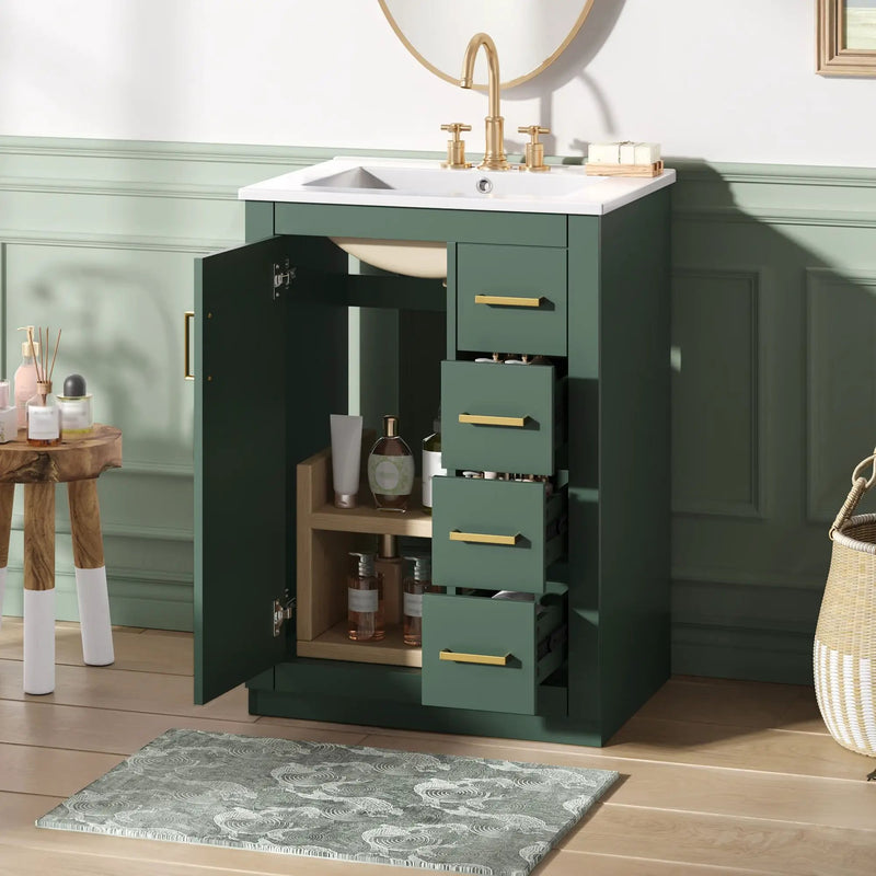 Modern Bathroom Vanity With 1 Door And 3 Drawers by Unique Piece Furniture