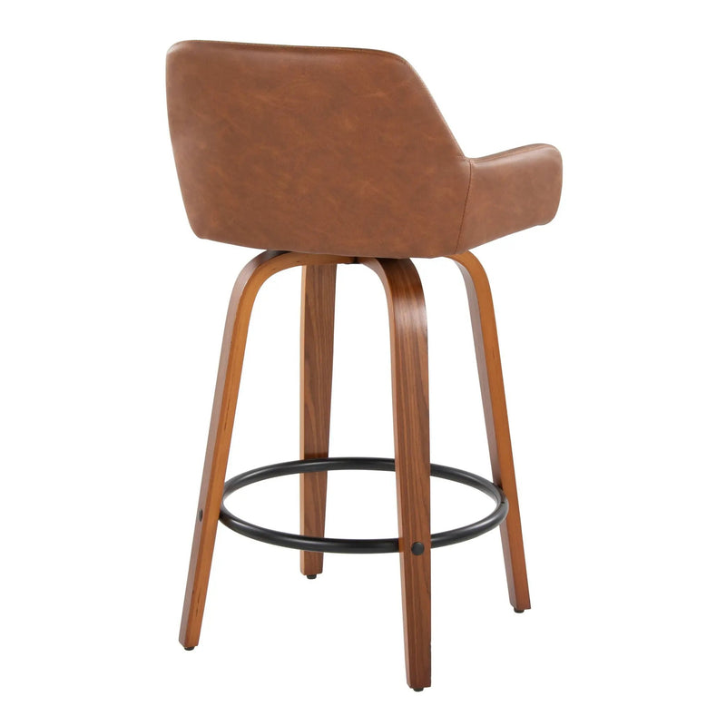 Daniella - Contemporary Fixed Height Counter Stool With Swivel With Round Footrest (Set of 2) by HouseOfZazla