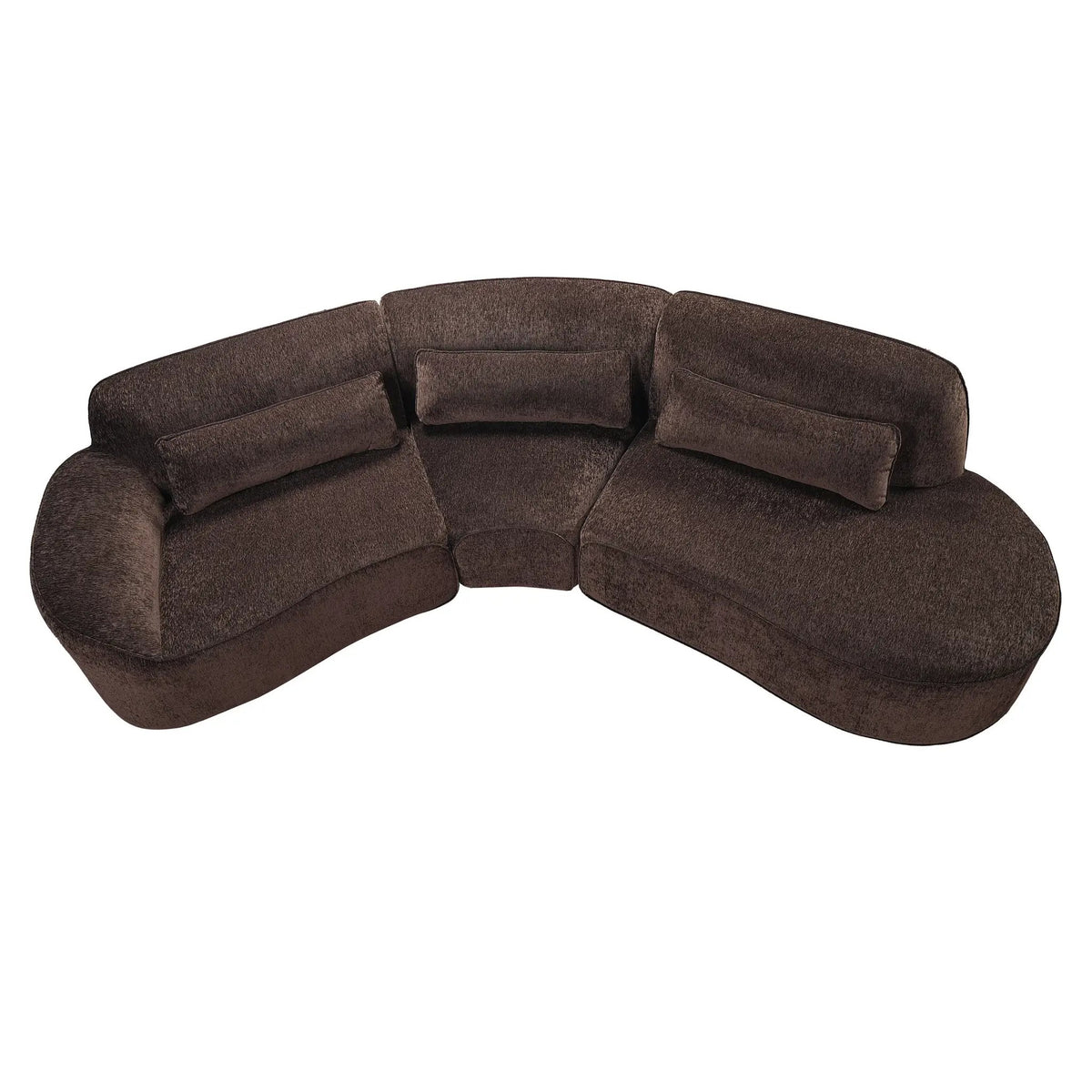 123" Modern Curved Sectional Sofa with Chaise Lounge - 3-Piece Set by HouseOfZazla