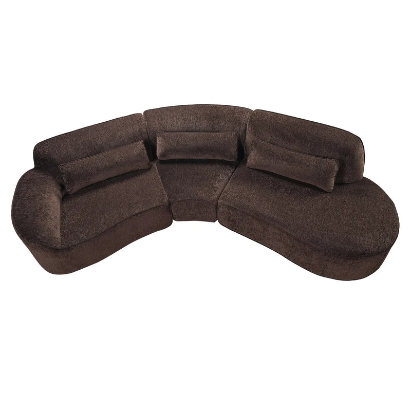 123" Modern Curved Sectional Sofa with Chaise Lounge - 3-Piece Set by HouseOfZazla