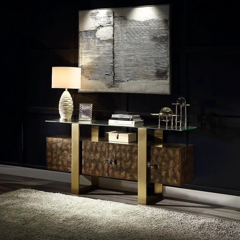 Mabyn - Console Cabinet - Brass & Antique Brown by Unique Piece Furniture