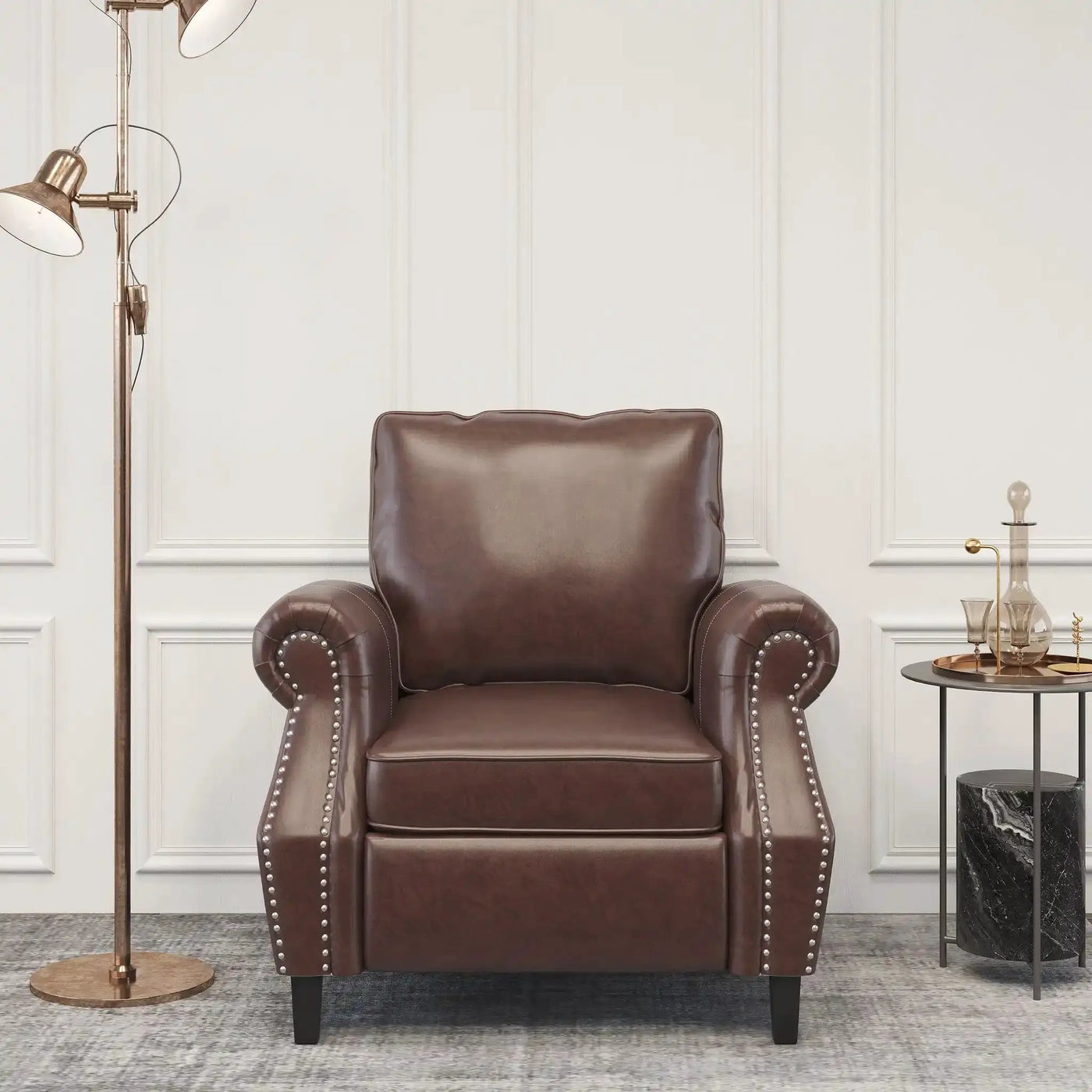 Contemporary Club Chair With Nailhead Trim And Rolled Armrests by HouseOfZazla