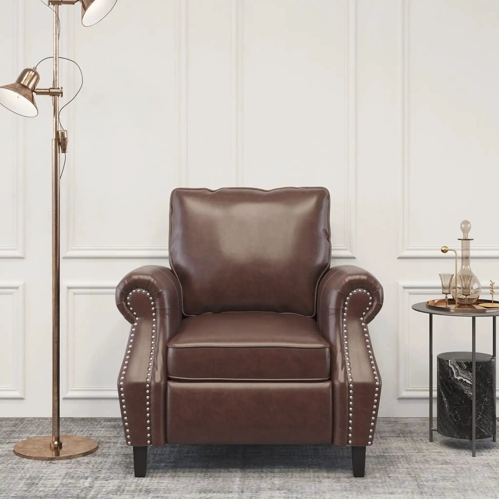 Contemporary Club Chair With Nailhead Trim And Rolled Armrests by HouseOfZazla