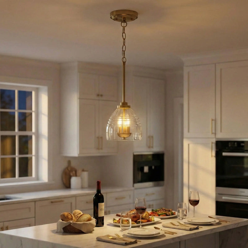 Ember - 3 Candle Lights Chain Pendant - Clear / Gold by Unique Piece Furniture