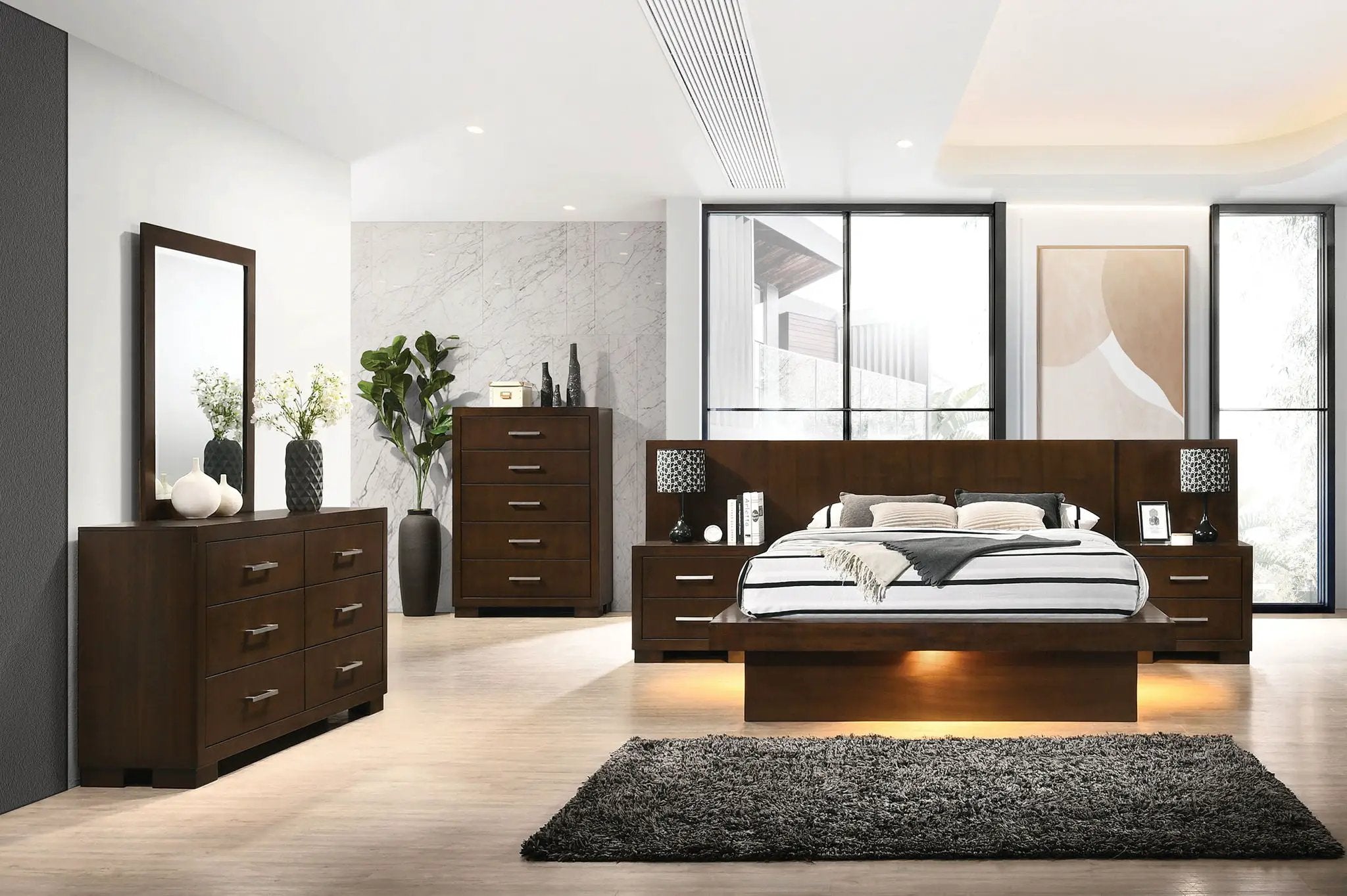 Jessica 6-piece Queen LED Bedroom Set Cappuccino by Unique Piece Furniture