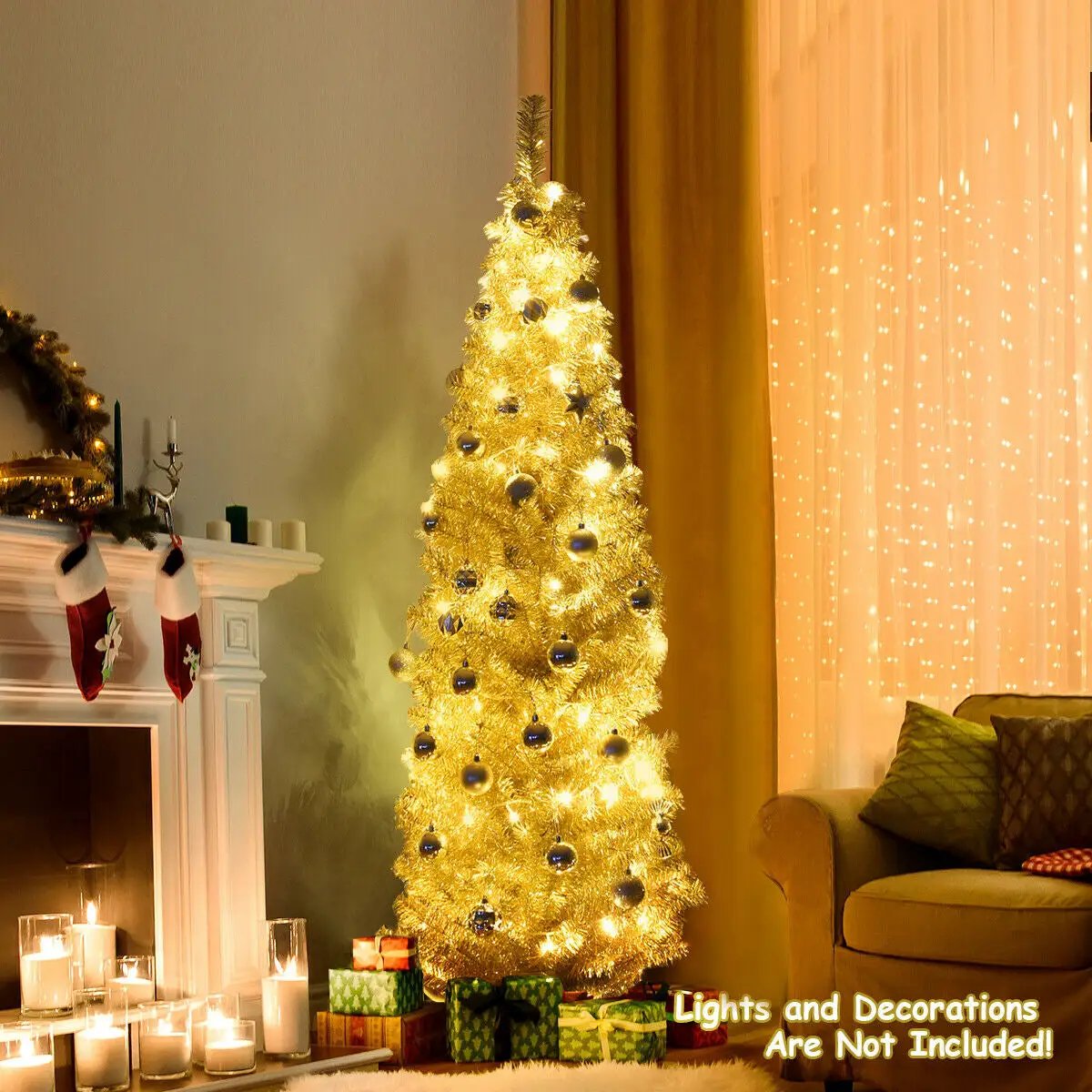 6 Feet Tinsel Tree Unlit Slim Pencil Christmas Tree by DirectDeals
