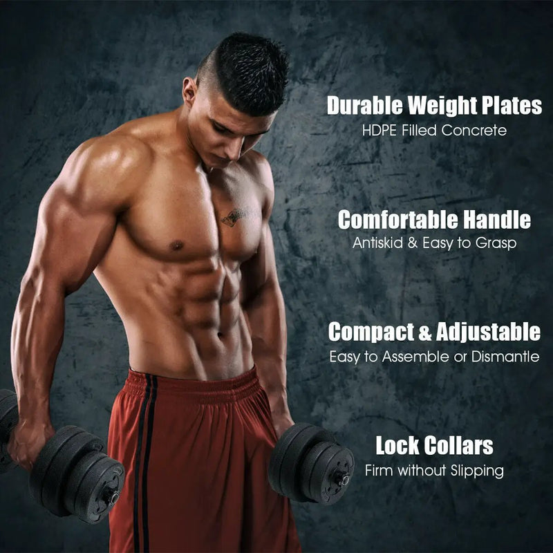 66 Lbs Fitness Dumbbell Weight Set with Adjustable Weight Plates and Handle by DirectDeals