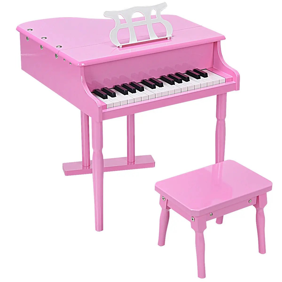 30-Key Kids Piano Keyboard Toy with Bench Piano Lid and Music Rack, photo 9 of 10