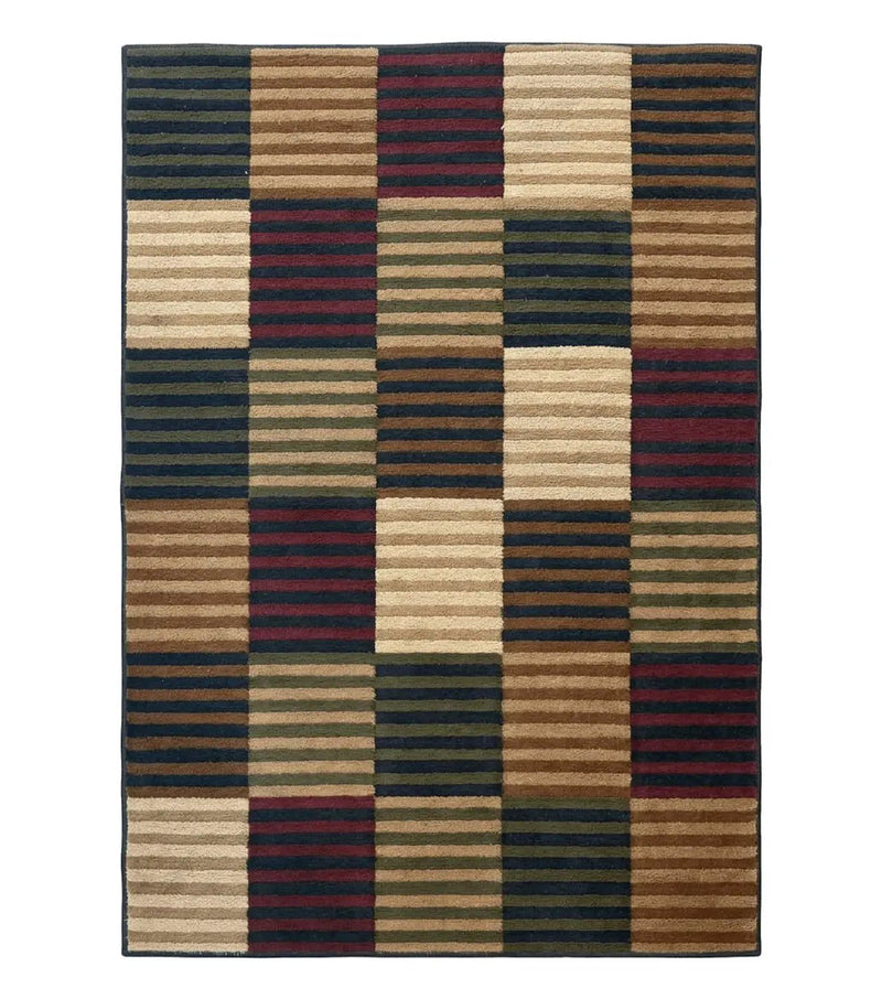 Vintage Power Loomed Rug 3.6 x 5, Brown Beige Black Tan, Box Design by Jewel Rugs
