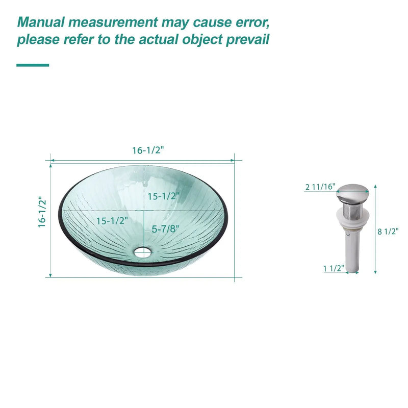 Vessel Sink With Trim, Round Bowl, Pop Up Drain (No Faucet) - Green by HouseOfZazla