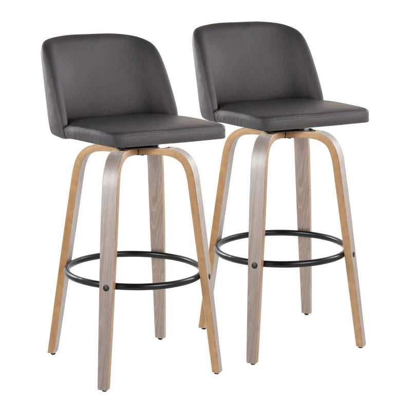 Toriano - Mid-Century Modern Fixed Height BarStool With Round Footrest (Set of 2) by HouseOfZazla