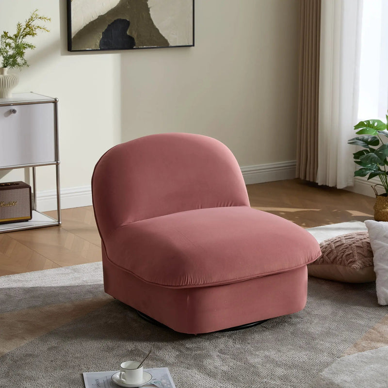 Pumpkin Shaped Swivel Accent Chair, 360 Degree Rotation for Living Room by HouseOfZazla