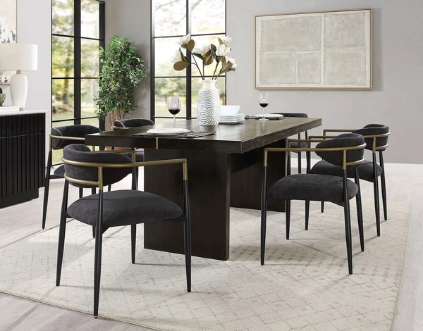 Jaramillo - 7 Pieces Dining Room Set - Gold / Rustic Espresso