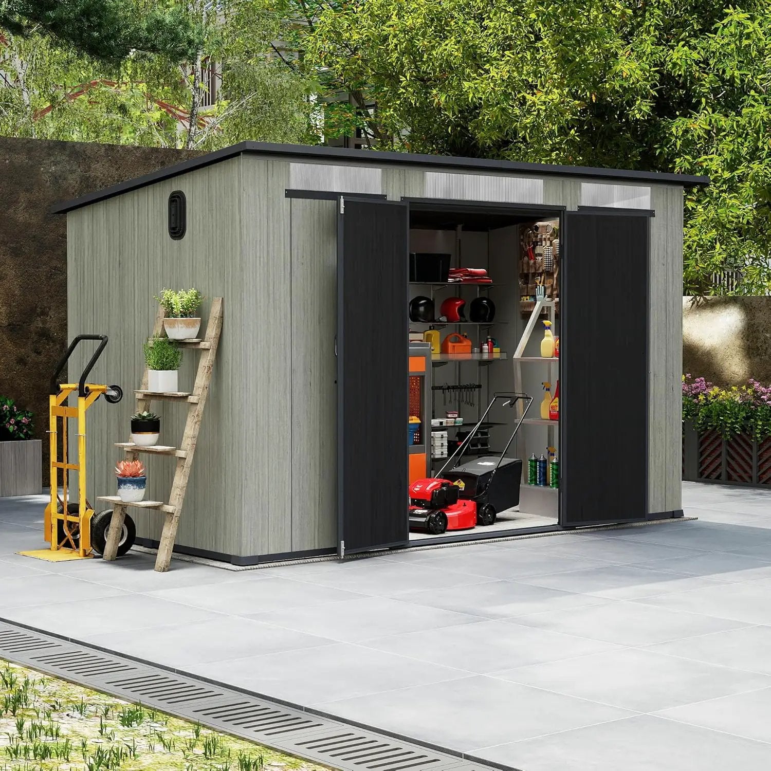 6x11FT Outdoor Resin Storage Shed with Transparent Windows & Louvered Vents by HouseOfZazla