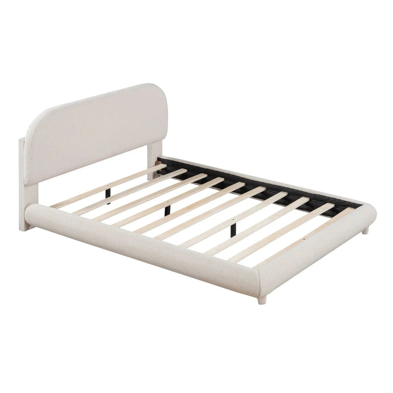 Upholstered Platform Bed With Thick Solid Frame And Stylish Curve-Shaped Design by HouseOfZazla